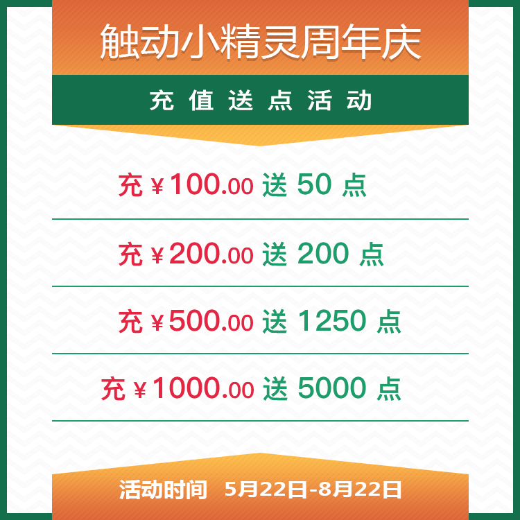 小精灵周年庆充值送点活动